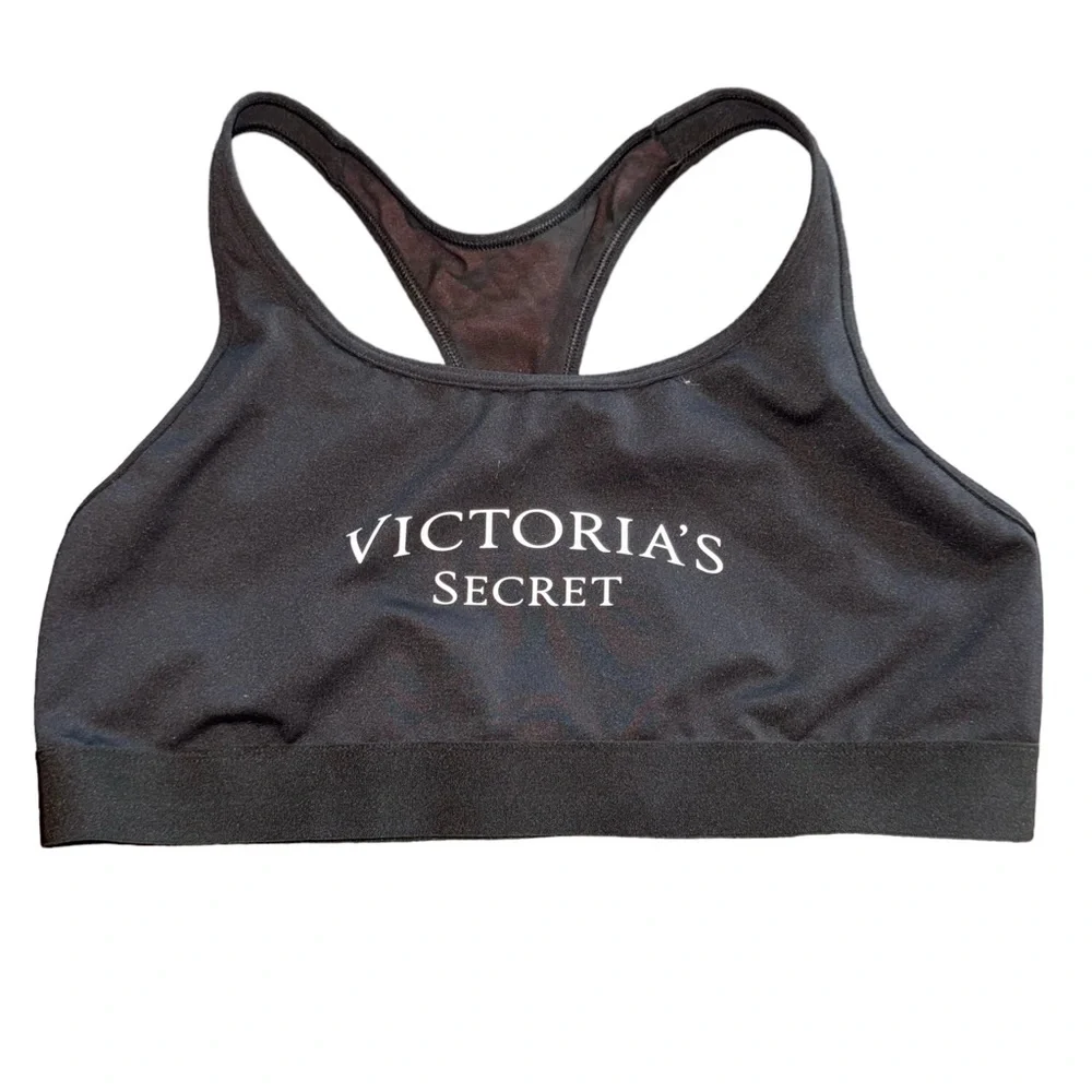 4/$40 Victoria’s Secret Sport Razor Sheer Back Medium Support‎ Black Sports Bra